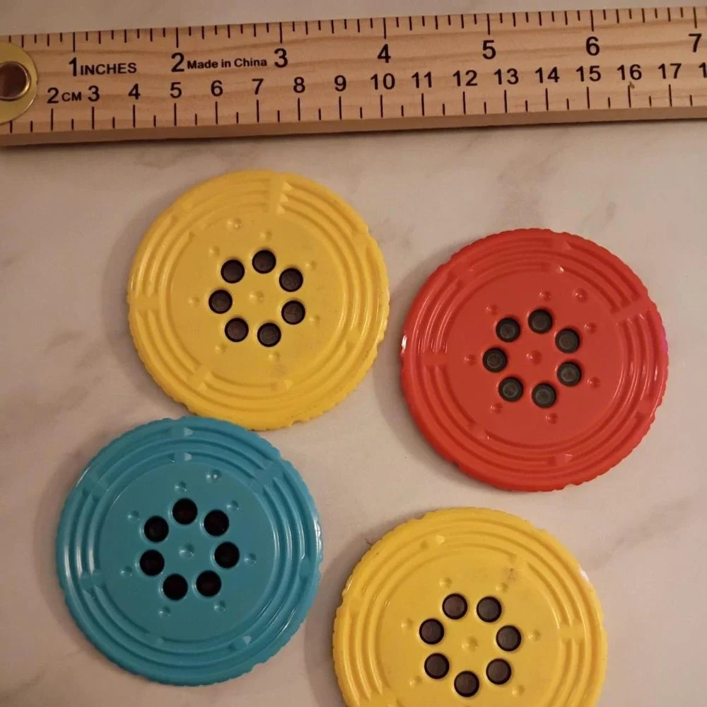 Vintage Fisher Price See N Say Replacement Voice Discs Lot of 4 Yellow Blue Red